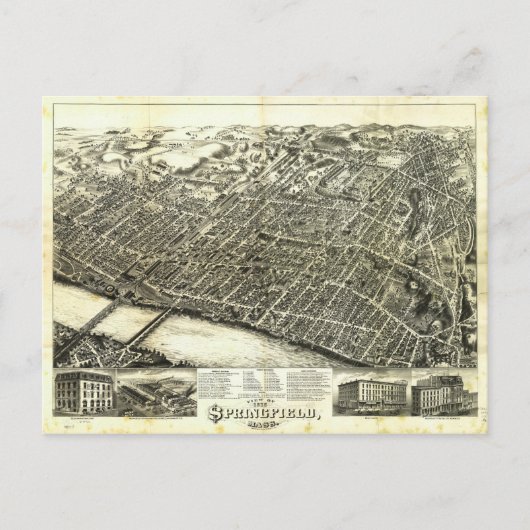 Uitzicht van Springfield Massachusetts (1875) Briefkaart (Voorkant)
