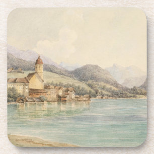 Uitzicht van St. Wolfgang aan het meer Wolfgang Ca Bier Onderzetter