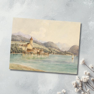 Uitzicht van St. Wolfgang aan het meer Wolfgang Ca Briefkaart