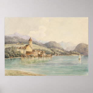 Uitzicht van St. Wolfgang aan het meer Wolfgang Ca Poster