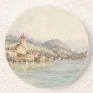 Uitzicht van St. Wolfgang aan het meer Wolfgang Ca Zandsteen Onderzetter