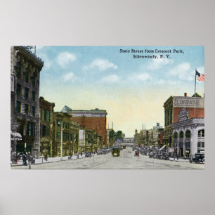 Uitzicht van State Street van Crescent Park Poster