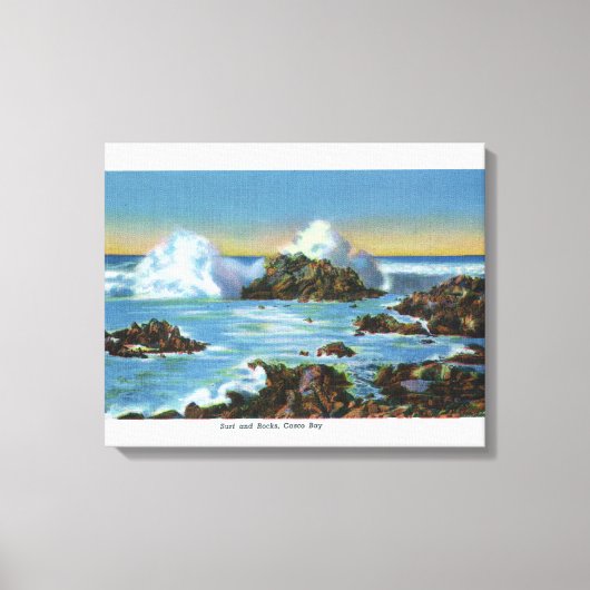 Uitzicht van Surf langs de rots Canvas Afdruk (Voorkant)