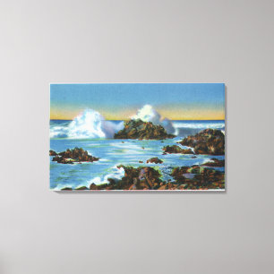 Uitzicht van Surf langs de rots Canvas Afdruk