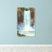 Uitzicht van Taughannock-Herfsten van de onderkant Canvas Afdruk (Insitu (Houten vloer))