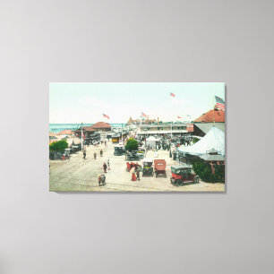 Uitzicht van Tent City en Amusement Plaza Canvas Afdruk