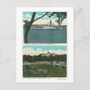 Uitzicht van Ticonderoga Steamer en bruikbaar Chas Briefkaart