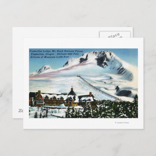 Uitzicht van Timberline Lodge, Mt Hood in de winte Briefkaart (Voorkant / Achterkant)