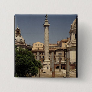 Uitzicht van Trajan's column, 113 AD Vierkante Button 5,1 Cm
