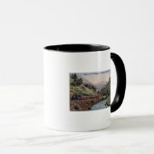 Uitzicht van treinen dat de vallei van Yosemite in Mok (Voorkant rechts)