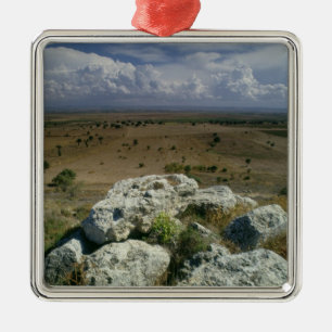 Uitzicht van Troy van het omliggende landschap Metalen Ornament