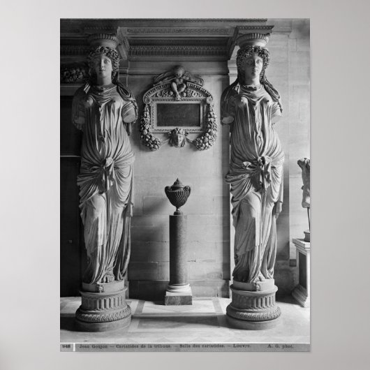Uitzicht van twee caryatiden van de caryatiden" poster (Voorkant)