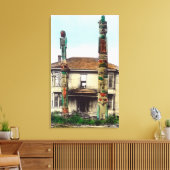 Uitzicht van Twee TotempolesWrangell, AK Canvas Afdruk (Insitu (Woonkamer))