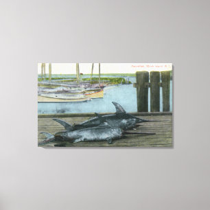 Uitzicht van twee zwaardvissen canvas afdruk