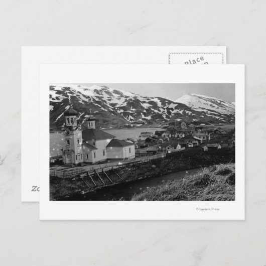 Uitzicht van Unalaska, foto van Alaska Briefkaart (Voorkant / Achterkant)
