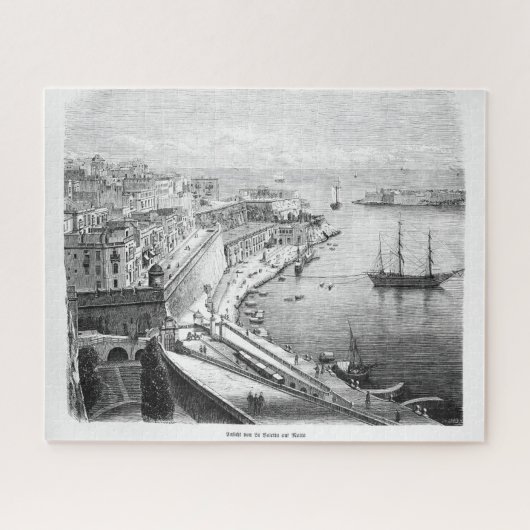 Uitzicht van Valletta op Malta 1874 Poster Legpuzzel (Horizontaal)