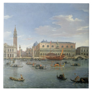 Uitzicht van Venetië van het eiland San Giorgio, Tegeltje