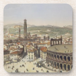 Uitzicht van Verona, gegraveerd door L. Cherbuin ( Drankjes Onderzetter