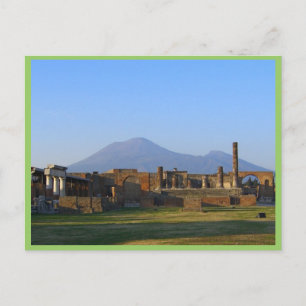 Uitzicht van Vesuvius over de ruïnes van Pompeii Briefkaart