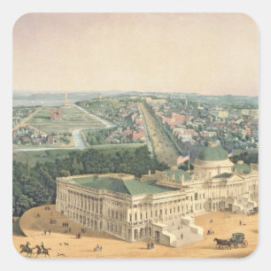 Uitzicht van Washington. door E. Sachse & Co., 185 Vierkante Sticker