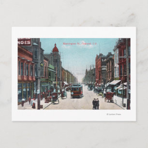 Uitzicht van Washington Street met Cable Cars Briefkaart