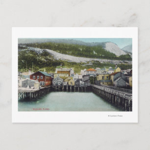 Uitzicht van Waterfront & TownDouglass, AK Briefkaart