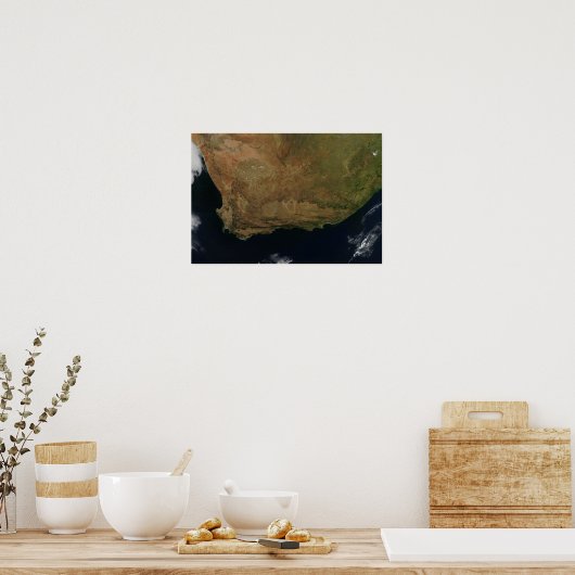 Uitzicht van Zuid-Afrika per satelliet Poster (Keuken)