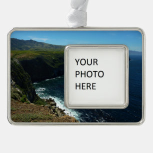 Uitzicht vanaf Santa Cruz Island in Channel Island Verzilverd Kader Ornament