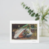 Uitzicht walvisjagers die zich op de walvis herste briefkaart (Staand voorkant)