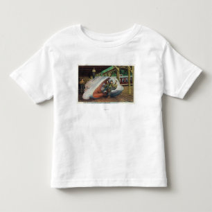 Uitzicht walvisjagers die zich op de walvis herste kinder shirts