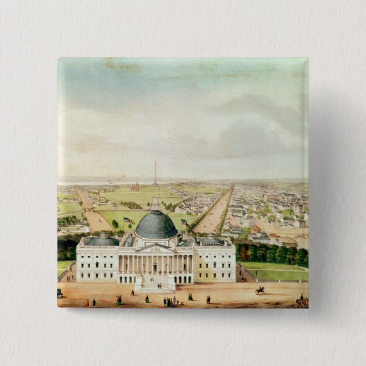 Uitzicht Washington Vierkante Button 5,1 Cm (Voorkant)