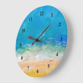 Uitzicht waterverf strand grote klok (Hoek)