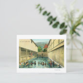 Uitzicht zwemmers op de Baden Briefkaart (Staand voorkant)