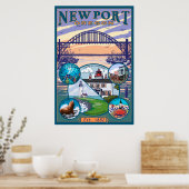Uitzichten in de stad Newport, Oregon Poster (Keuken)
