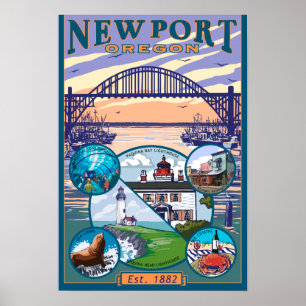 Uitzichten in de stad Newport, Oregon Poster