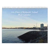Uitzichten van de IJslandse muurkalender van Reykj