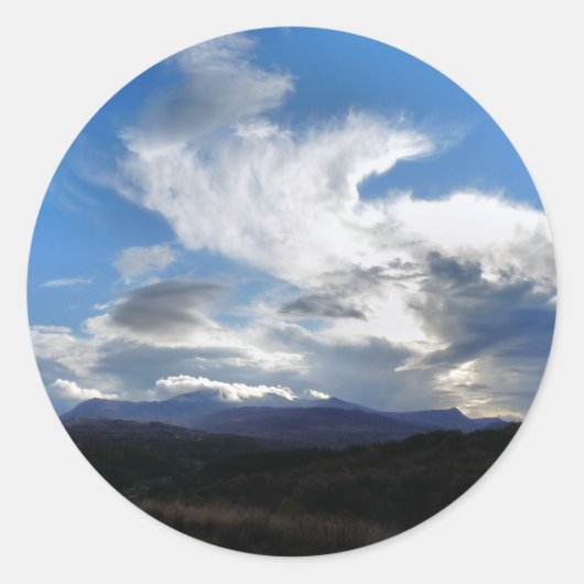 UITZICHTEN VAN WALES RONDE STICKER (Voorkant)