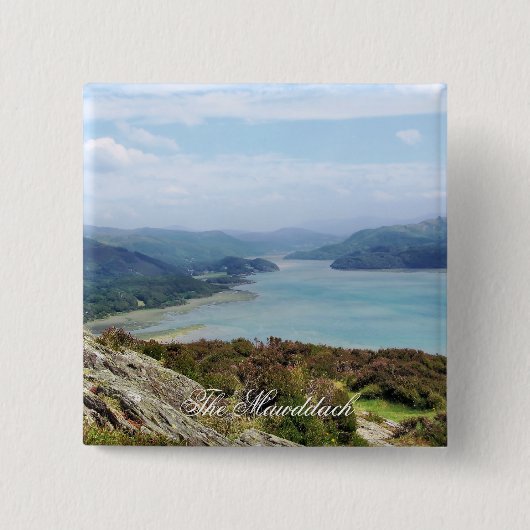 UITZICHTEN VAN WALES VIERKANTE BUTTON 5,1 CM (Voorkant)