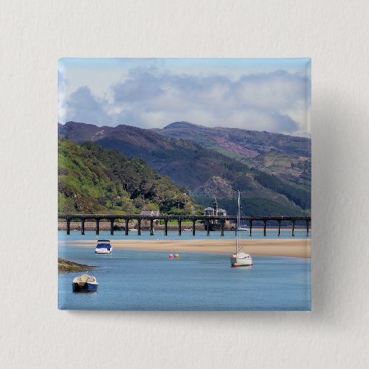 UITZICHTEN VAN WALES VIERKANTE BUTTON 5,1 CM (Voorkant)