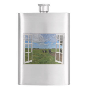 Uitzichten venster Koeien Galloway, Hip Flask Flacon
