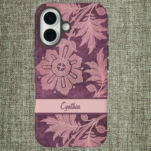  uitziende roze en Mauve gesimuleerde Damask Case-Mate iPhone Case