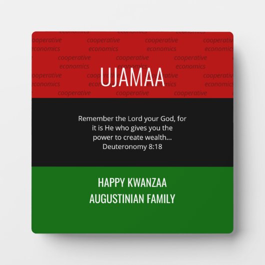 UJAMAA Happy Kwanzaa plaque (Devant)