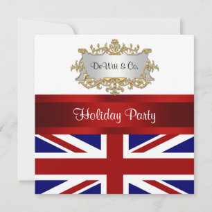 UK England Vlag Party Invitation Red White Blue Kaart