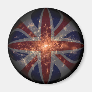 UK Fisheye Vlag boven Londen bij nacht Magneet