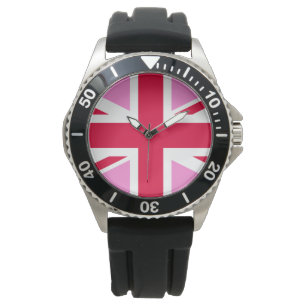 UK Gay Pride (Pink Union Jack) (Gay British Flag) Horloge