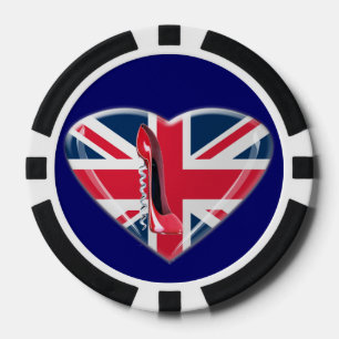 UK Heart Flag Rode Kurkentrekker Stiletto Poker Ch Pokerchips