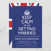 UK Keep Calm Wedding Britain Blue Crown Aankondiging (Voorkant / Achterkant)