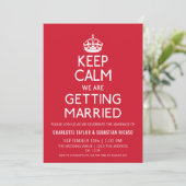 UK Keep Calm Wedding Britain Red Crown Aankondiging (Staand voorkant)