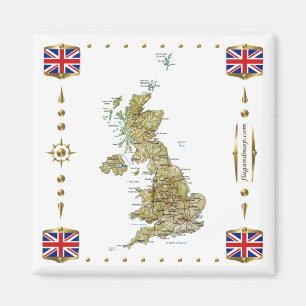 UK Map + Flags Magnet Magneet