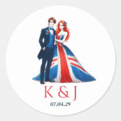 UK Paar Bruiloft Ronde Sticker (Voorkant)